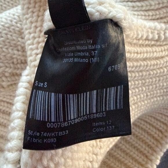 CALVIN KLEIN 205W39THNYC Men's Wool Cream and Red Crew - M - Picture 4 of 6